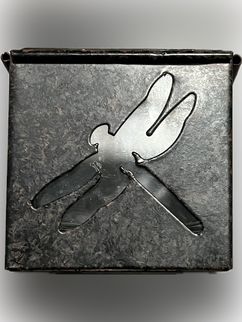 Square Metal Dragonfly Silhouette Candle Holder Glass Square Insert 4” Cube